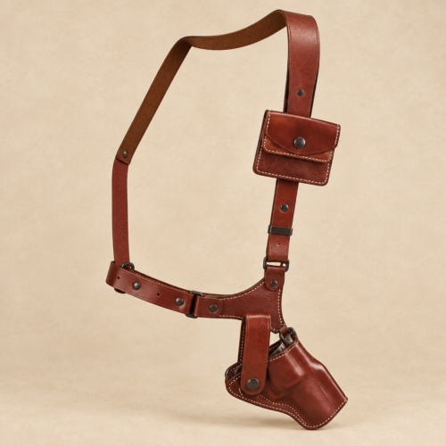 Leather Shoulder Holster with Utility Pouch