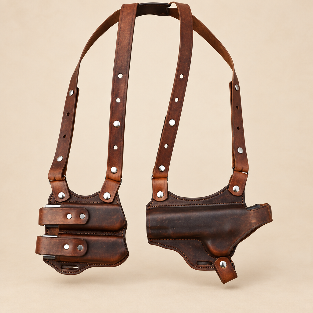 Bodyguard Leather Shoulder Holster with Mag Pouches