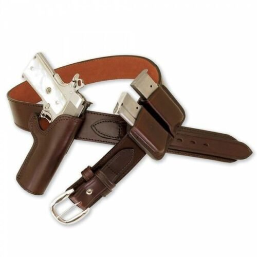Soft Leather Belt Holster with Utility Pouches