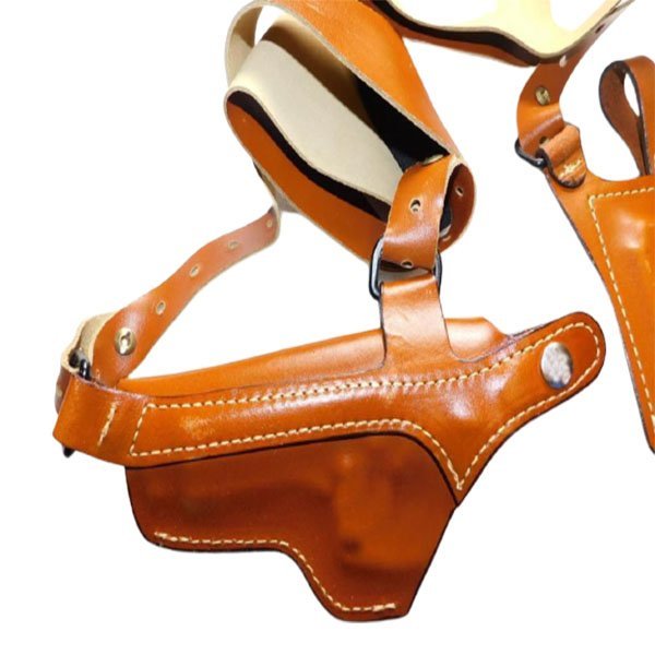 Ranger-Style Leather Shoulder Holster with Mag Pouches - Image 3